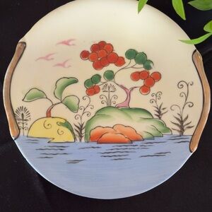 Vintage Chinoiserie Hand-Painted Ceramic Plate